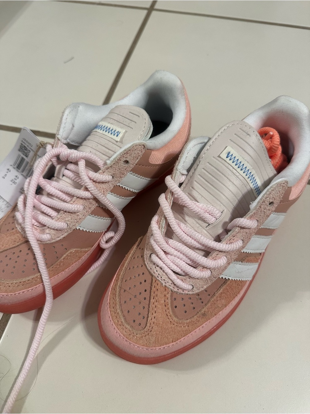 adidas Pink and White Classic Low-Top Sneakers (Bad Bunny Edition) - Picture 3 of 6